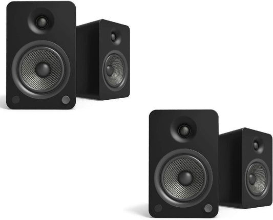 Pair of Kanto YU6 Powered Speakers with Bluetooth and Phono Preamp - Matte Black Bundle