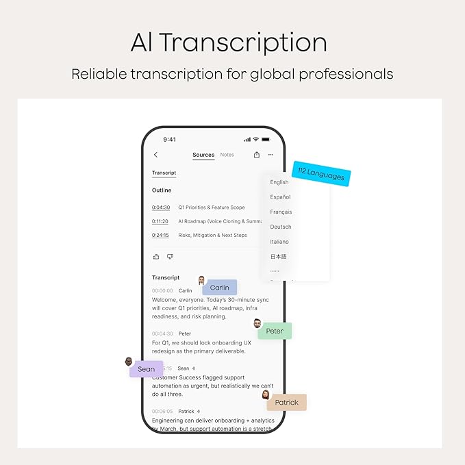 Plaud NotePin Voice Recorder, AI Voice Recorder, App Control, AI Notetaker, AI Transcribe & Summarize, Support 112 Languages, 64GB Memory, Audio Recorder for Lectures, Meetings, Sunset Purple