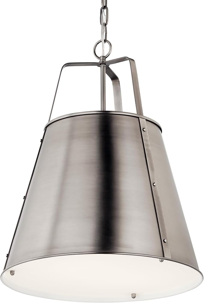 Kichler Etcher 2-Light Pendant, Updated Traditional Light with Etched Painted White Glass Diffuser in Classic Pewter, for Kitchen or Dining Room (22.5" x 18"), 52711CLP