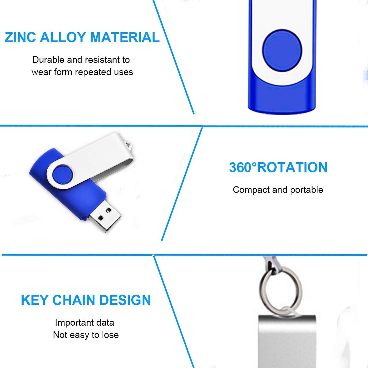 EASTBULL 4GB USB Bulk Flash Drives 100 Pack USB 2.0 Flash Drives Bulk USB Drives Bulk Thumb Drive Pack Memory Stick (Blue 100Pack)