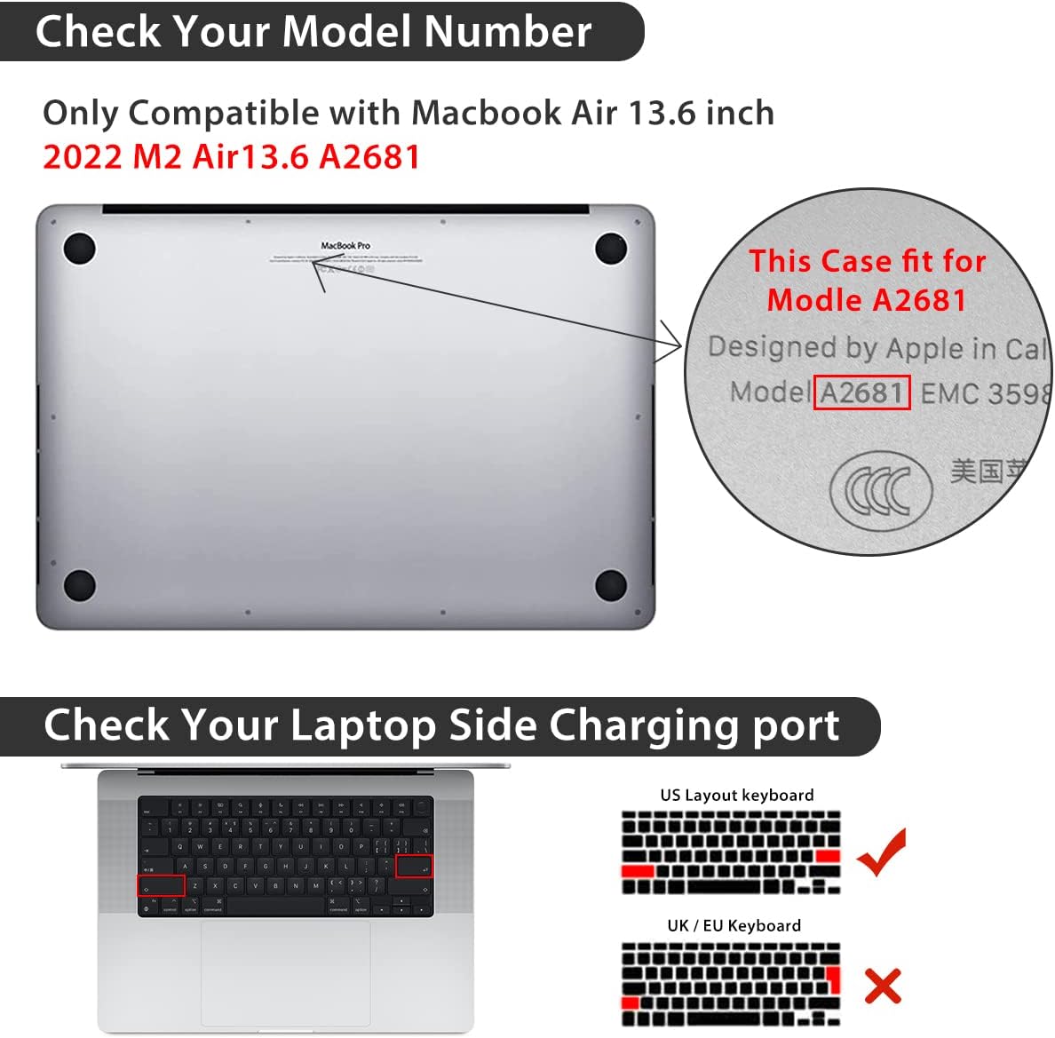 Compatible with MacBook Air 13 inch Case 2025 2024-2022 M4 A3240 M3 A3113 M2 A2681, Plastic Hard Shell&Keyboard Cover&Screen Film&Webcam Cover for MacBook Air 13.6 inch Case, Explosion