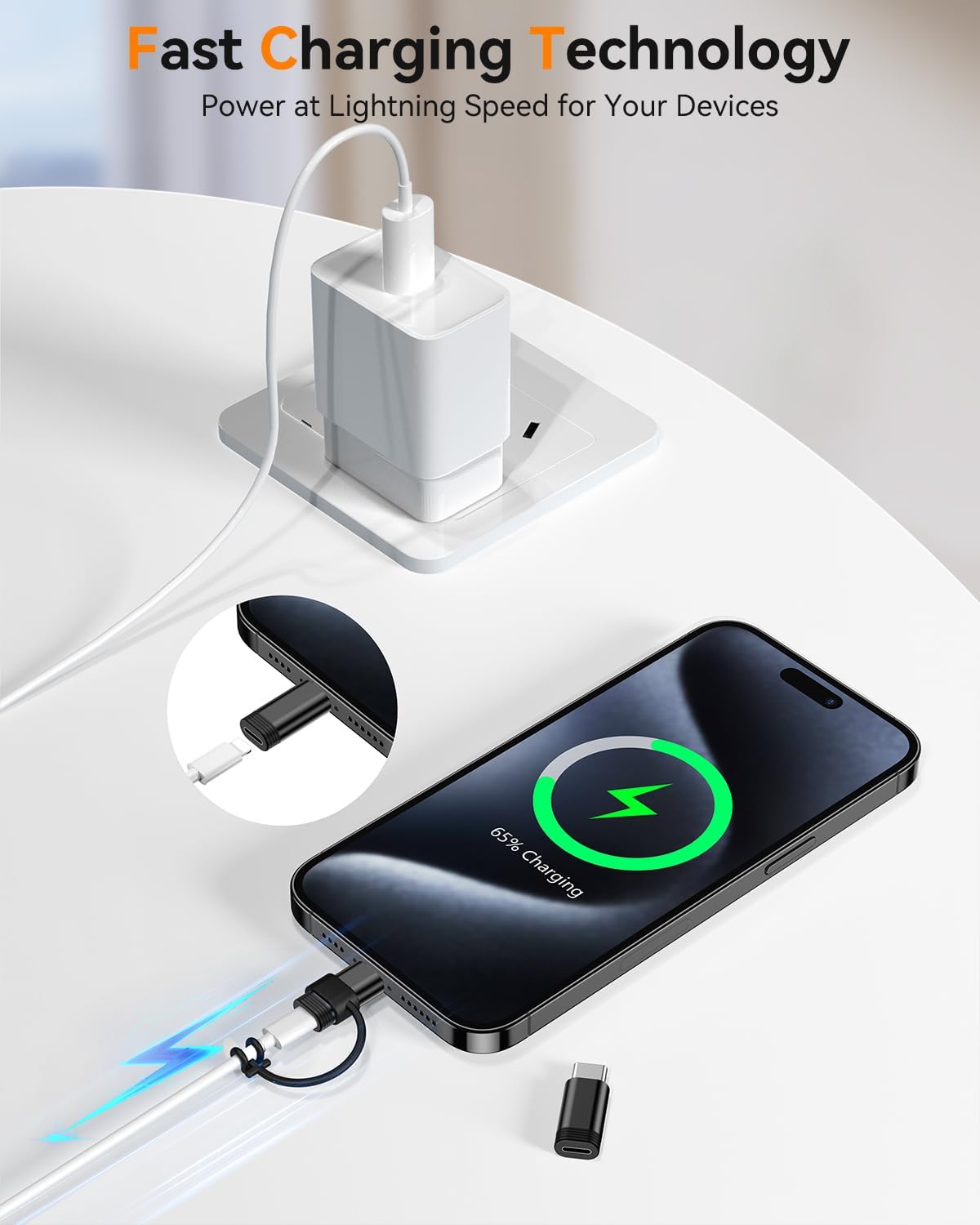 Temdan 4 Pack Lightning to USB C Adapter for iPhone 15/16/17 Pro/17 Pro Max,for iPhone 17/16 Charger,17/16 Accessories,Fast Charging&Data Transfer,USB C Charger Connector Cable,Not for Audio/OTG-Black