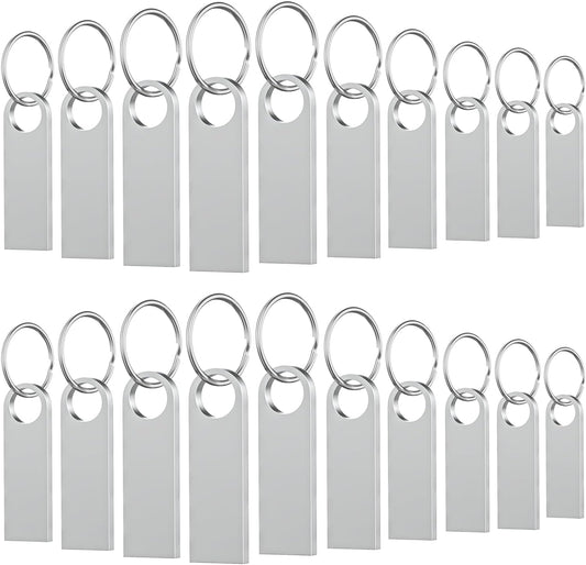 20 Pack 1GB USB Flash Drive with Keychains, Wooolken Sleek Metal USB 2.0 Thumb Drives Memory Stick for PC Laptop Computer(Sliver)