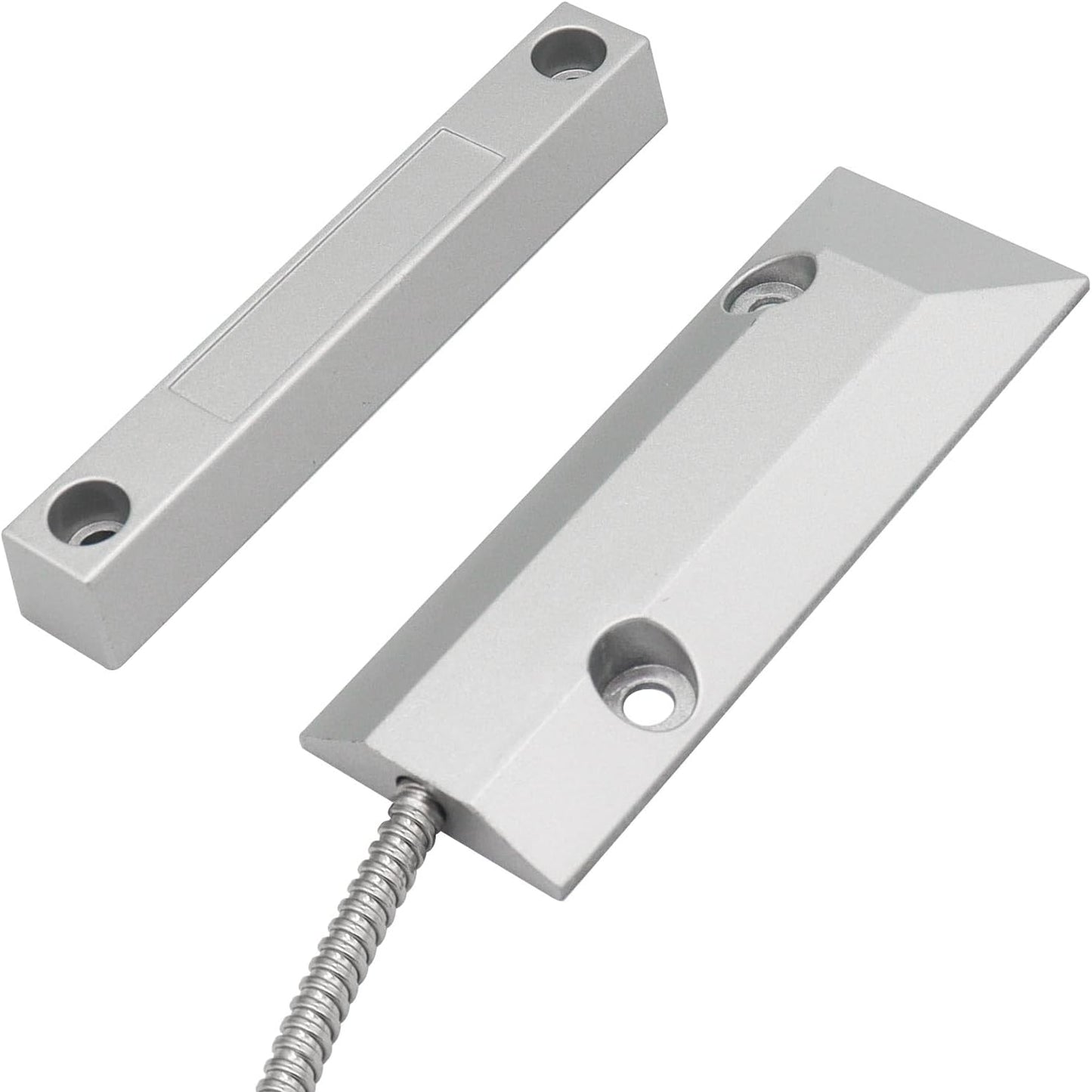 Magnetic Reed Switch Wired Surface Mount Normally Closed NC Contact Sensor Alarm Magnetic Door Switch with 2 Wires, Zinc Alloy Sliver, OC-55