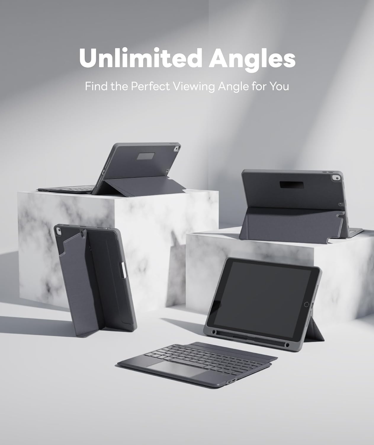 EIP Bluetooth Keyboard Case for iPad 10.2 inch (7th/8th/9th Gen) & iPad Air 10.5 inch (3rd Gen), 10.2 "Magnetic Detachable Cover with Trackpad, 7-Color Backlit Keys, Slim Protective Smart Case