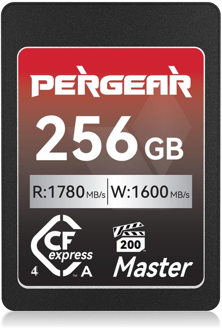 Pergear 256GB CFexpress 4.0 Type A Memory Card,up to 1780MB/S Read Speeds,USB4.0(PCIe 4.0),for Raw,8K 30P Recording,Compatible for Sony Camera,ILME-FX3,ILME-FX6,ILME-FX30 (Black Silver Master Series)