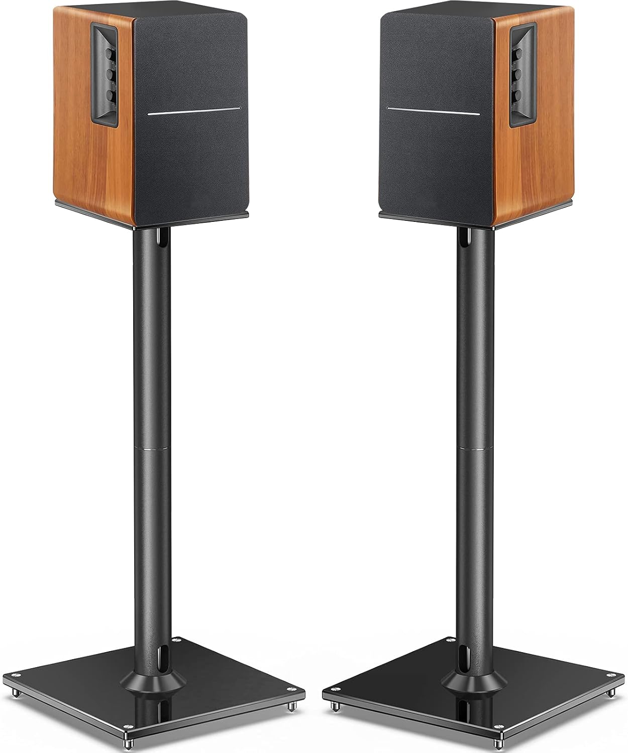Perlegear Universal Speaker Stands for Surround Sound up to 22lbs - 28 Inch Bookshelf Speaker Stands for Bose, Polk, JBL, KEF, Klipsch & Others, Floor Speaker Stand with Cable Management 1Pair- PGSS6