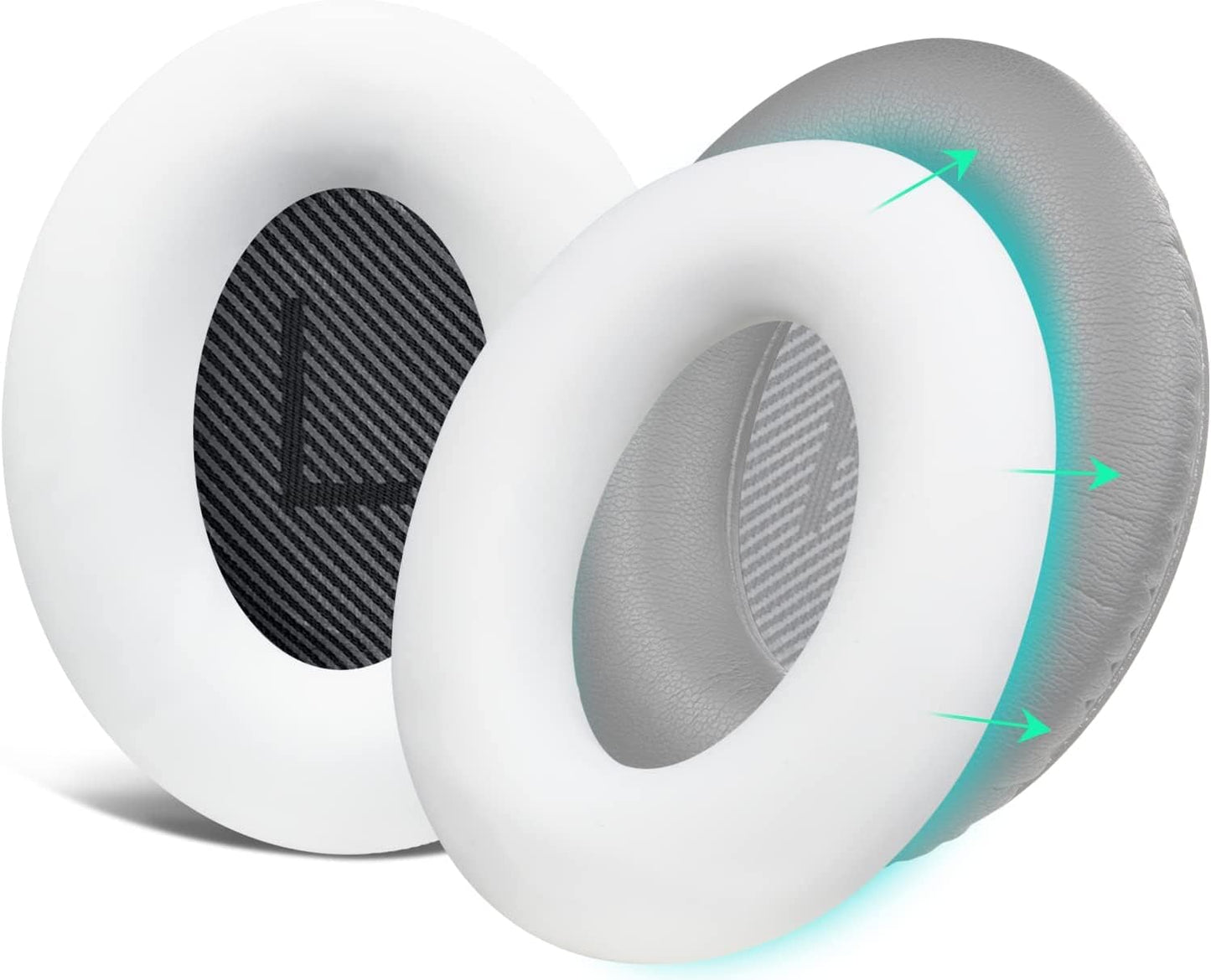 SOULWIT Silicone Ear Pads Cover Protector for Bose QuietComfort QC15 QC25 QC2 QC35 QC45/Ae2 Ae2i Ae2w/SoundTrue & SoundLink AE Headphones Cushions, Sweatproof, Easily Washable - White
