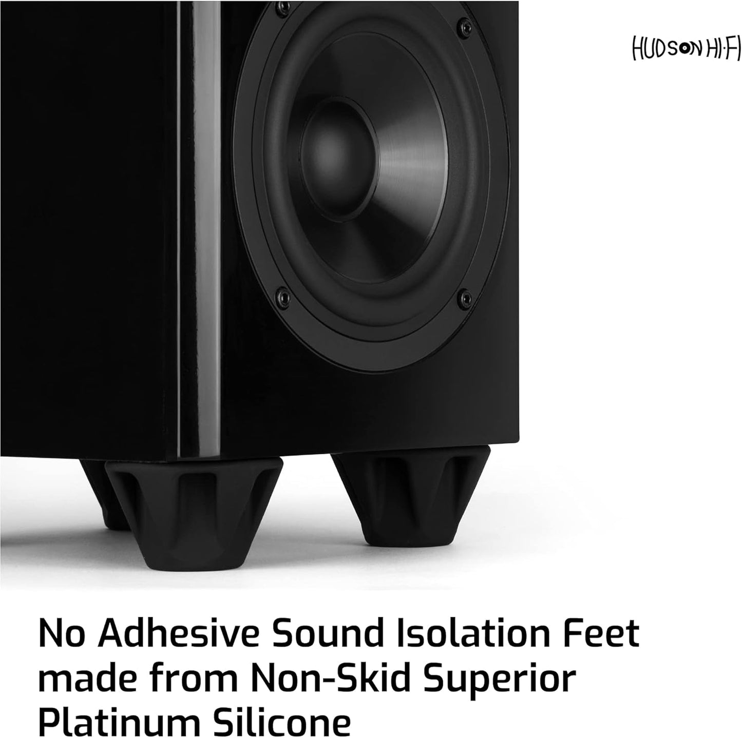 Speaker Isolation Feet – 4-Pack 1.5" Bigfoot Rubber Pads – Non-Adhesive Anti-Vibration Feet for Turntables, Subwoofers, Amplifiers – 50 Duro Non-Skid Bumpers for Audio Equipment