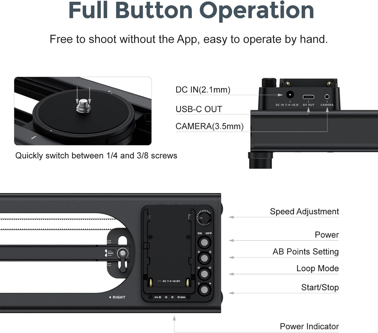 Accsoon Toprig S60 Motorized Camera Slider App Wireless Control Carbon Fiber Dolly Rail Slider Support IME Lapse Photography