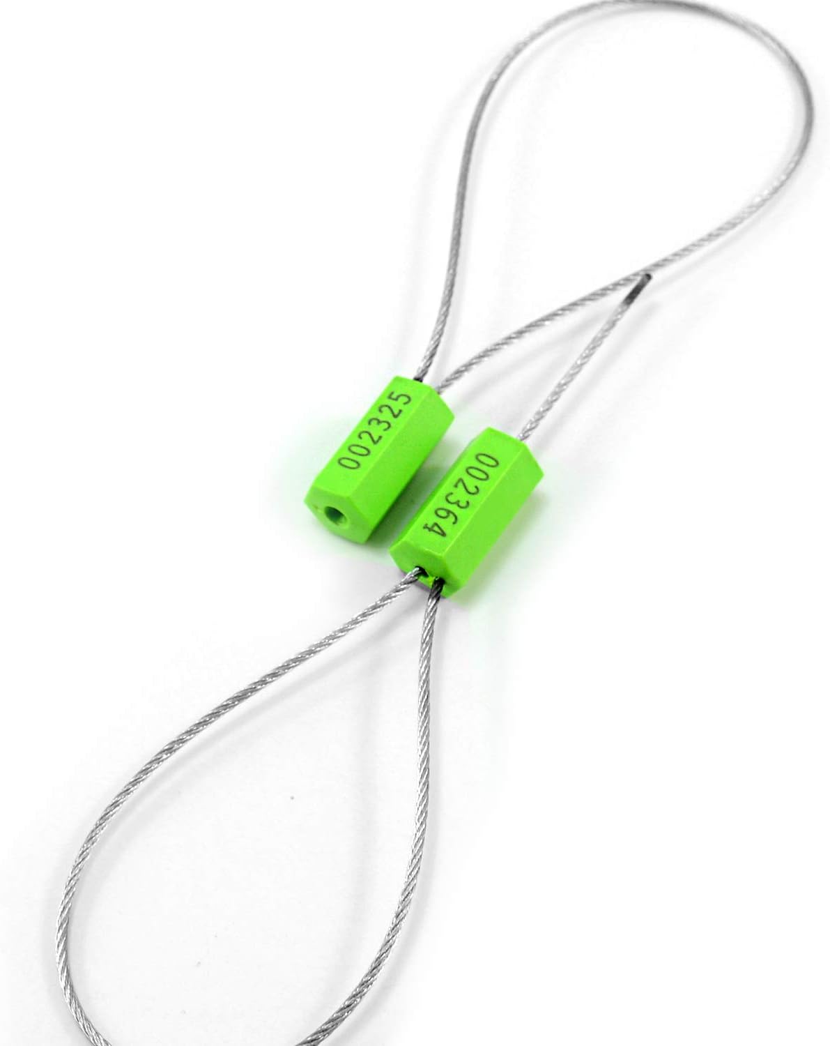 Pull-Tite Steel Security Cable Wire Seals - Numbered Anti-Tamper for Freight Containers, Truck Trailers - Metal Tags-Ties (Green, Pack of 50pcs)