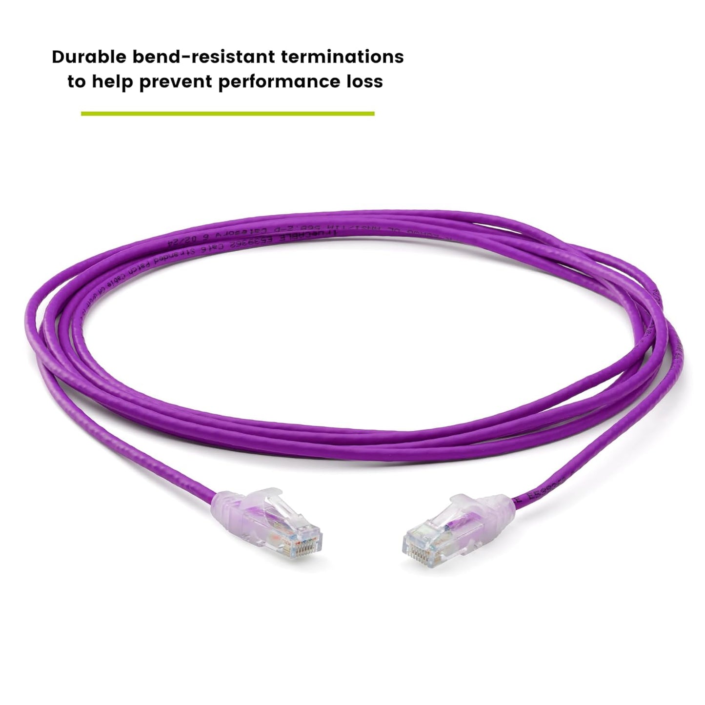 TRUECABLE Cat6 Component Rated Patch Cable, Unshielded (U/UTP), 10ft, Purple, 28AWG Solid Copper, Snagless 10G High-Speed Ethernet Cable, PoE++ 4PPoE 100W, UL Listed, RoHS-3, 5 Pack