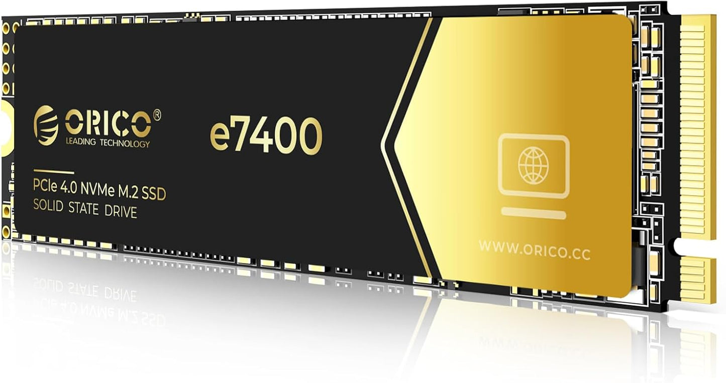 ORICO 1TB NVMe SSD PCIe 4.0- Up to 7400MB/s, M.2 2280 PCIe 4.0X4 Internal Solid State Drive, Fast Heat Dissipation, Compatible with macOS Windows for Gamers and Creators-e7400