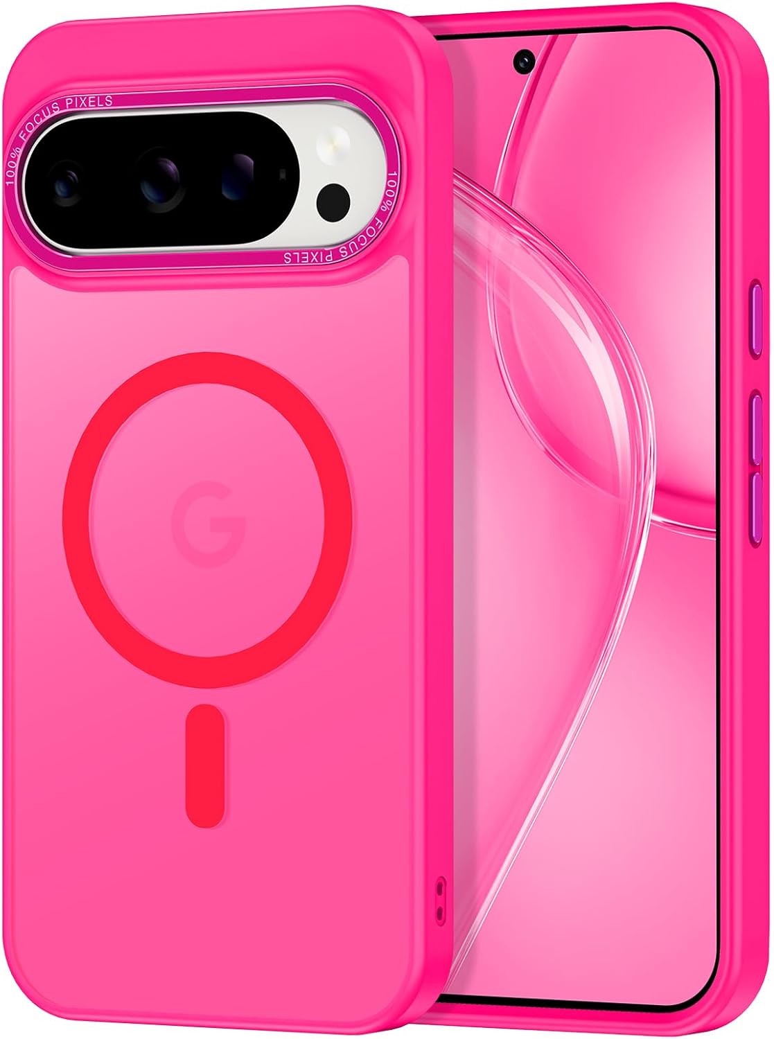 Magnetic for Google Pixel 9 Pro XL Case, [Military Grade Drop Protection] [Compatible with MagSafe] Shockproof Slim Translucent Matte Anti-Slip for Women Girls Men Case, Hot Pink