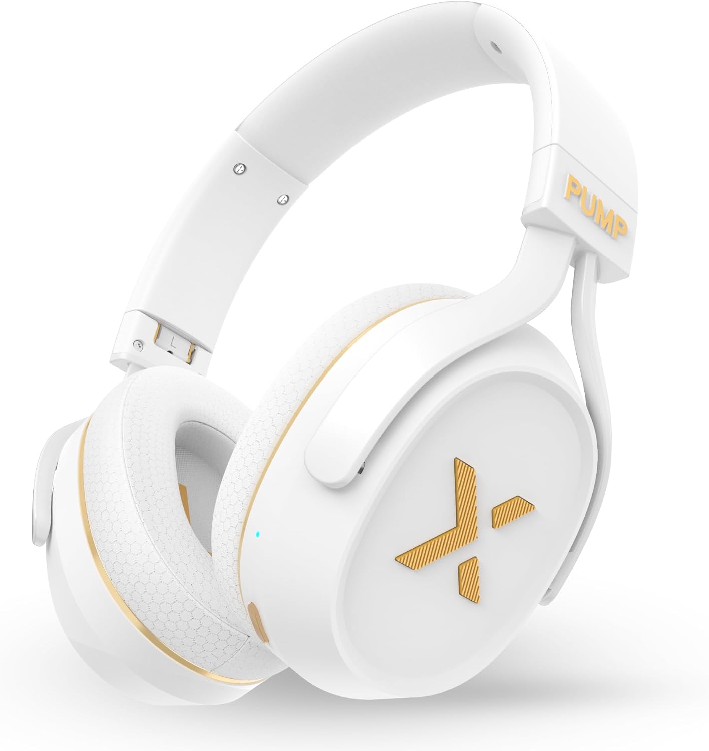 BlueAnt Pump X - The Gym Headphones | White/Gold | Sports Headphones | Cushioned & Cooling Ear Pads | (ANC) Active Noise Cancelling/Advanced Transparency | Wireless | Up to 58hr Play Time