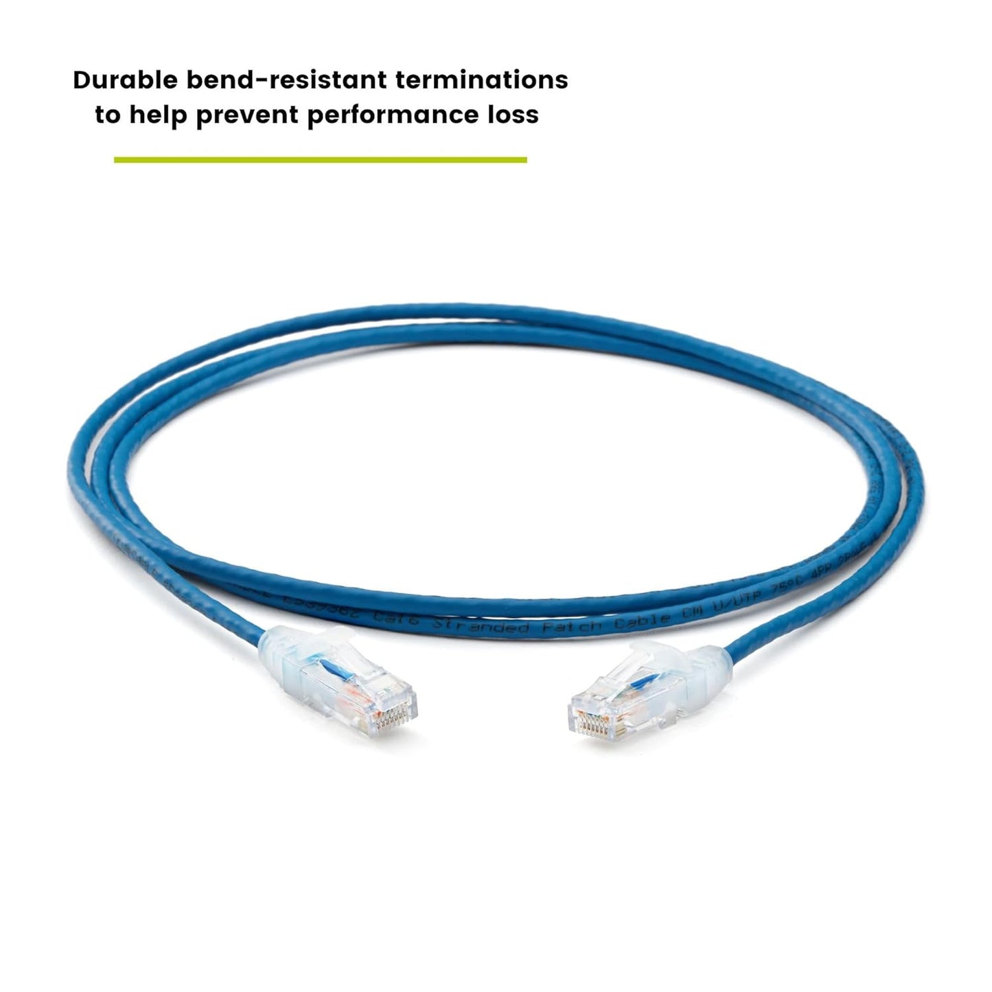 TRUECABLE Cat6 Component Rated Patch Cable, Unshielded (U/UTP), 7ft, Blue, 28AWG Solid Copper, Snagless 10G High-Speed Ethernet Cable, PoE++ 4PPoE 100W, UL Listed, RoHS-3, 1 Pack