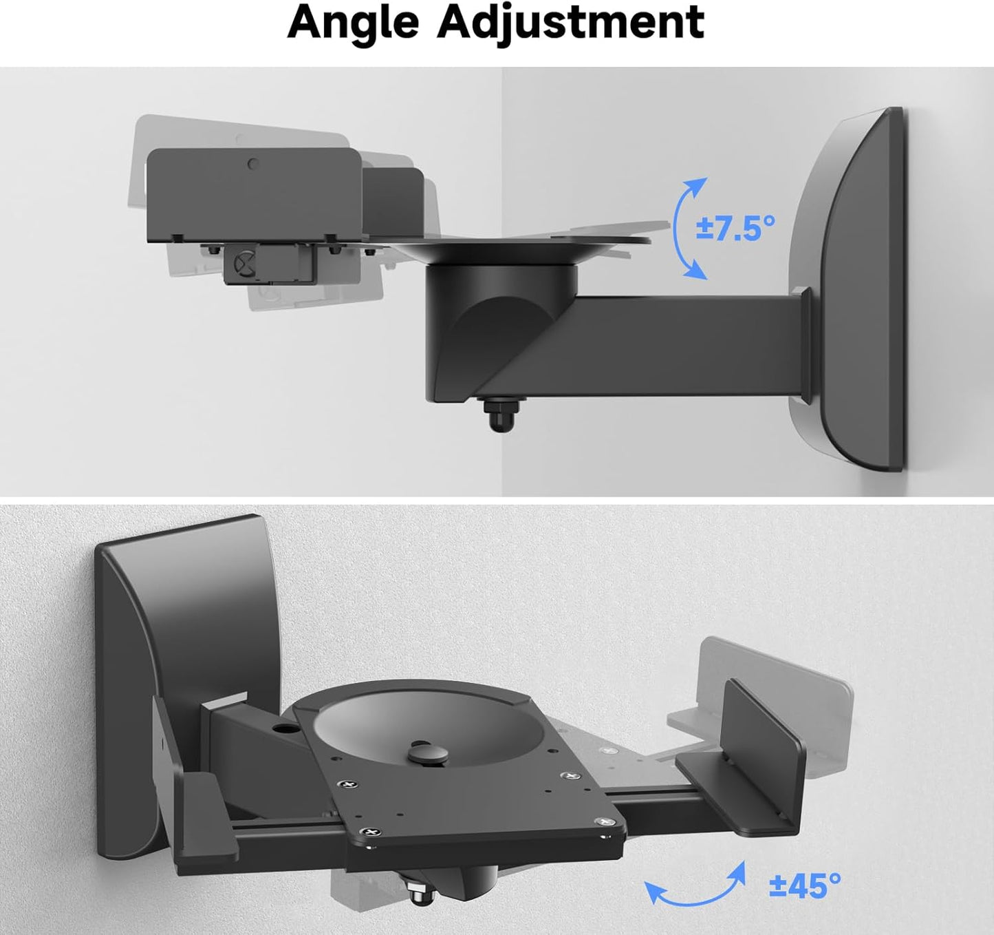 suptek Large Dual Side Clamping Bookshelf Speaker Wall Mounting Bracket for Large Surrounding Sound Speakers, Hold up to 66lbs Black SPM201XL