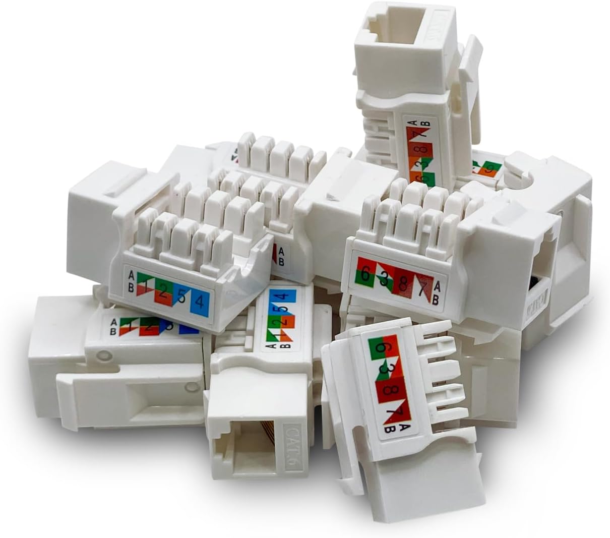(10-Pack) [UL Listed] - Ethernet Wall Jack - Keystone Jack - Cat5/5e/6 Compatible - Cat6 Network Coupler