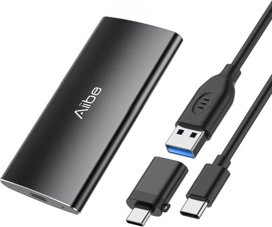 Aiibe External SSD 250GB External Hard Drive USB C Portable SSD, Up to 500MB/s, USB 3.1, External Solid State Drive 250GB for Laptop, Mac, PS4 (Black)