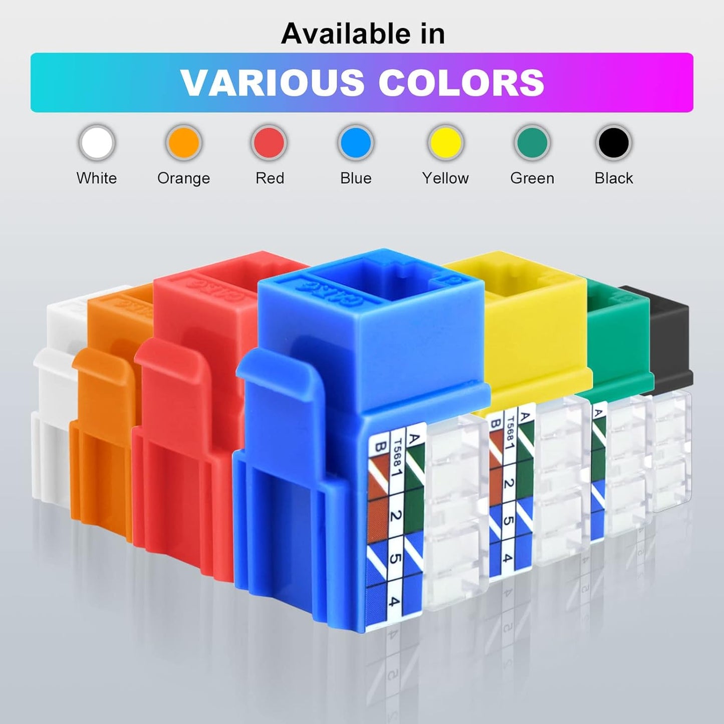 VCE UL Listed Cat6 RJ45 Keystone Jack Insert 25-Pack, 90 Degree Punch Down Keystone Jack Adapter Slim Profile Red