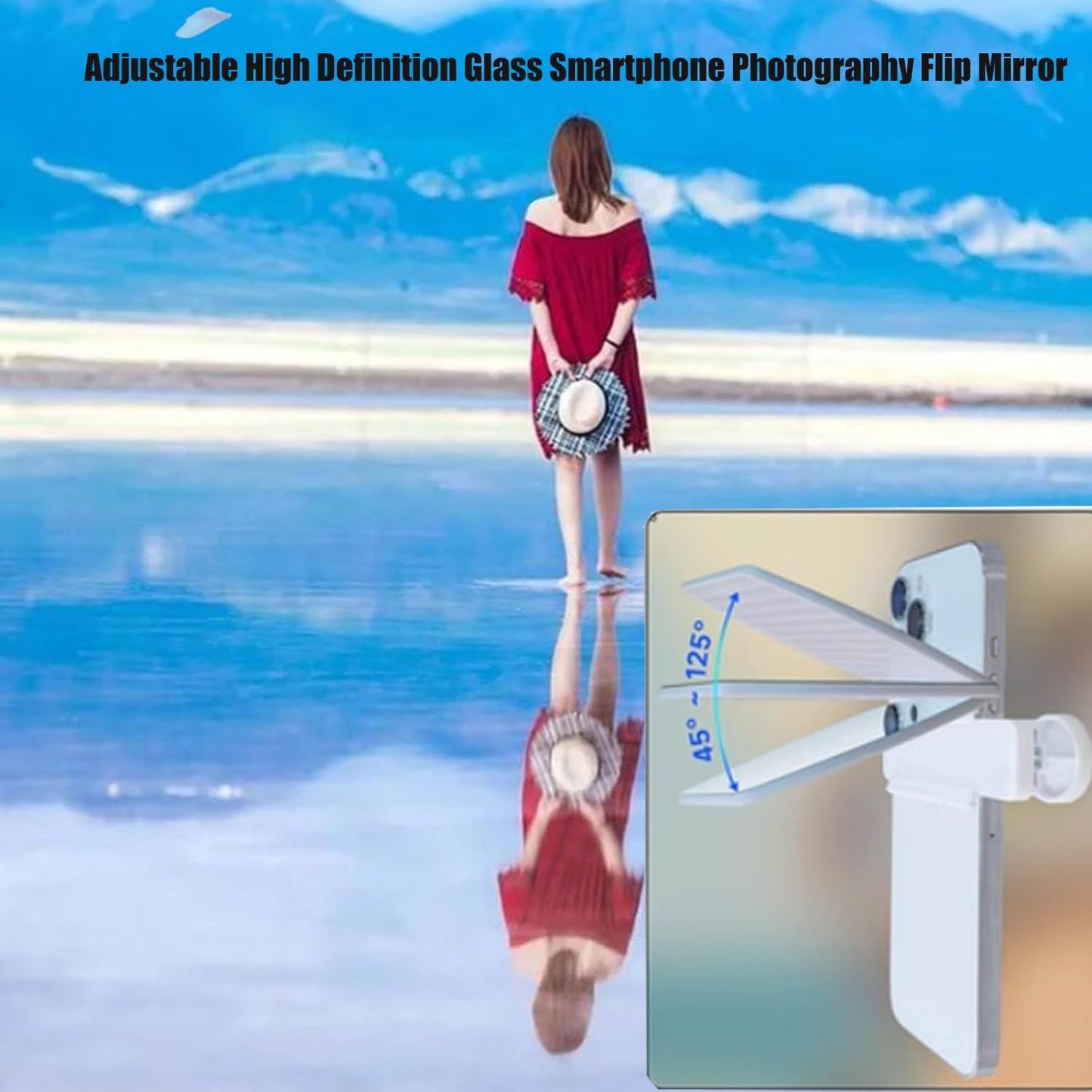 Mirror Effect Lens - Capture Stunning Reflections Instantly,Camera Mirror Reflection Clip for Back Camera Recording, Adjustable Hd Glass Phone Shooting Reflection Mirror (Black-Control)