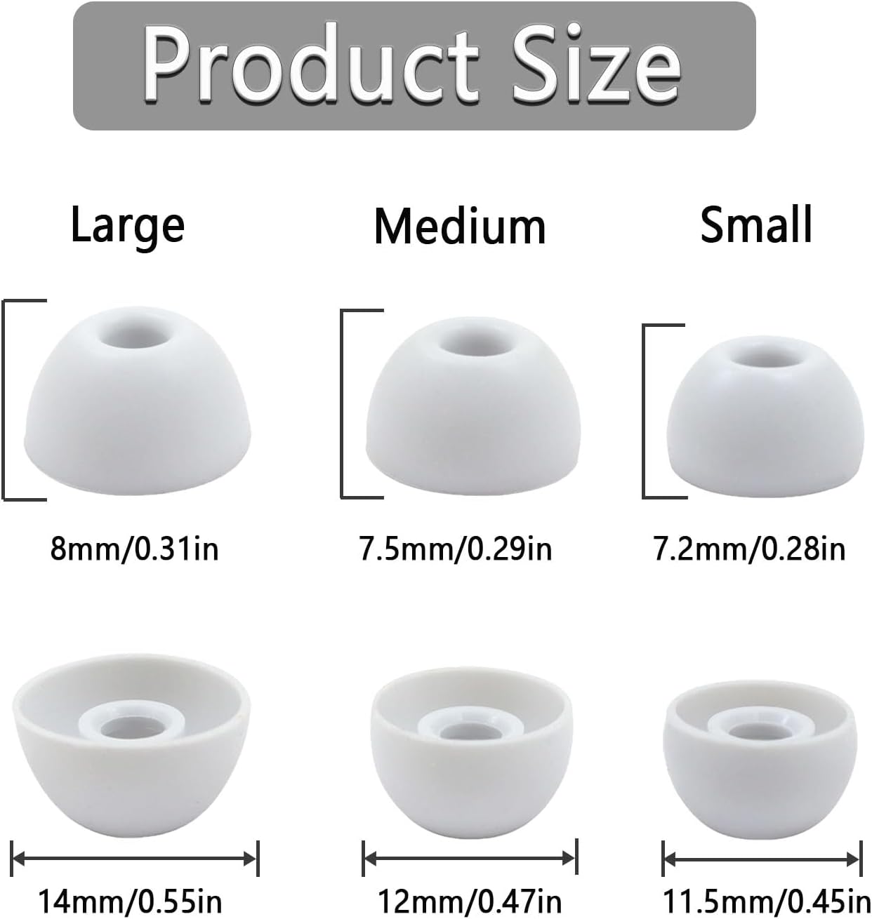Replacement Silicone Ear Tips for Beats Fit Pro/Studio Buds/Studio Buds+ Headphone, 6 Pairs Earbuds Eartips L/M/S, Eargels Set Fit in Case, Earplug Ear Cap (Silver White with Pen)