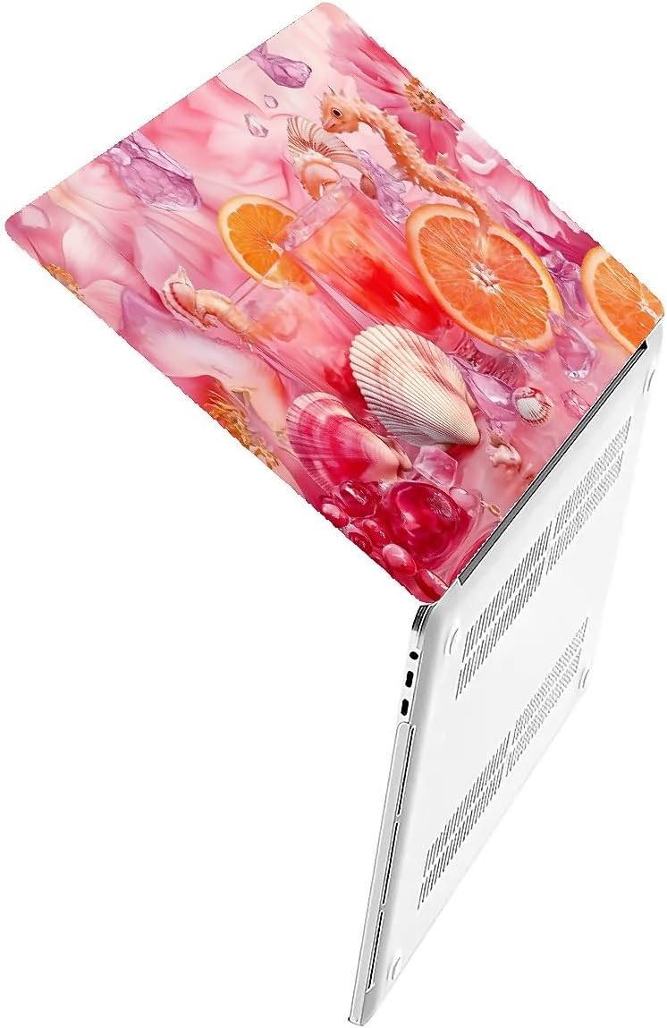 Compatible with MacBook Air 13.3 13.6 Inch Case 2022 2021 2020 2019 Plastic Hard Shell Case Cover,13.3 Air (A1932/A2179/A2337), Pink Floral with Sea Shells
