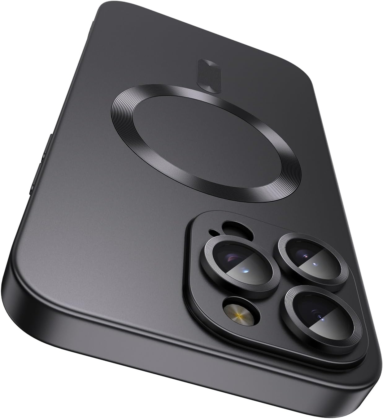 Magnetic for iPhone 14 Pro Max Case [Compatible with MagSafe][Built-in Camera Lens Protector] Slim Soft TPU Bumper Shockproof Metallic Luster Phone Case (Black)