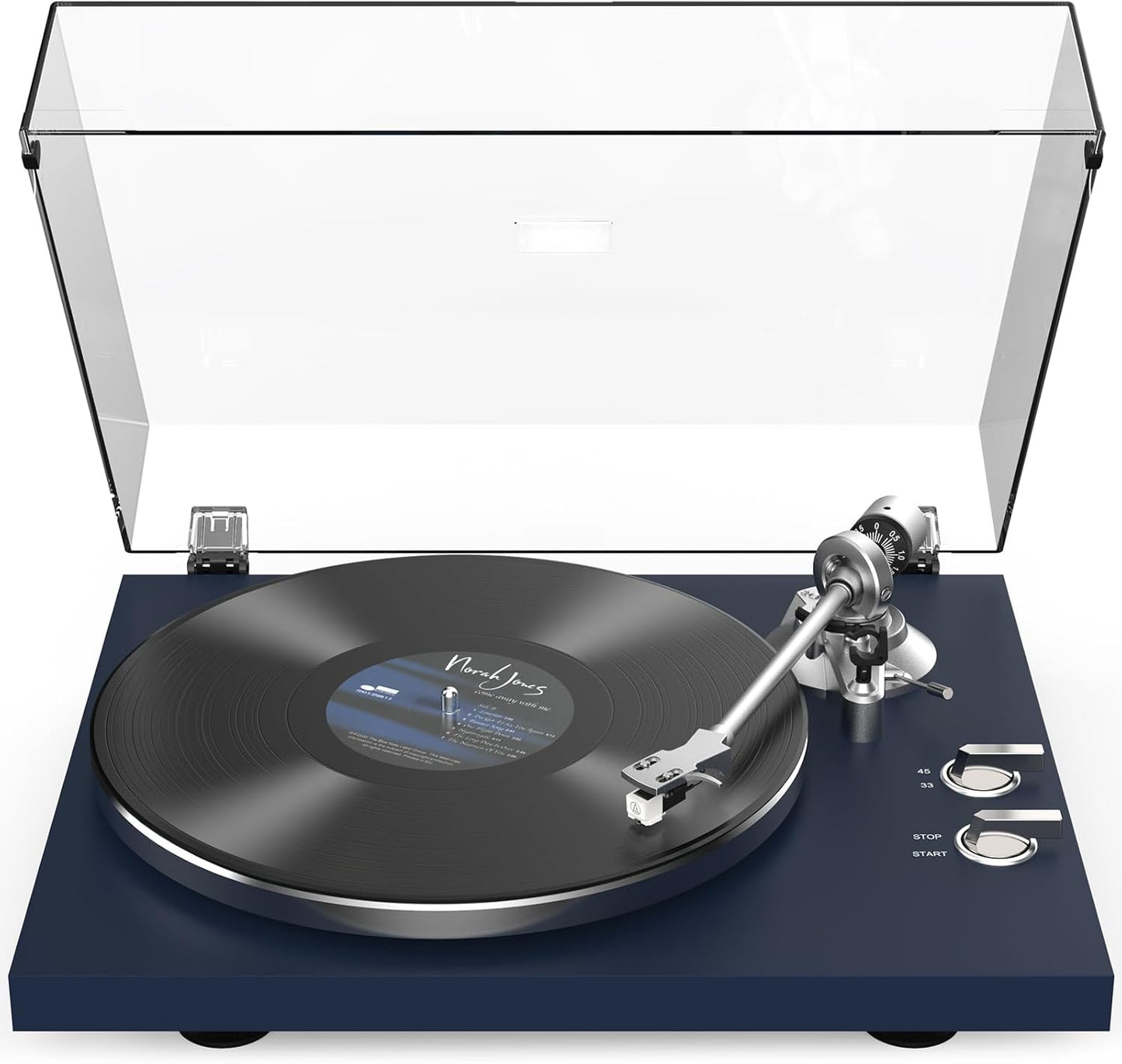 Turntables Belt-Drive Record Player with Wireless Output Connectivity Vinyl Player 33&45 RPM Speed Phono Line Output USB Digital to PC Recording ATN3600L MM Cartridge&Counterweight Dark Blue