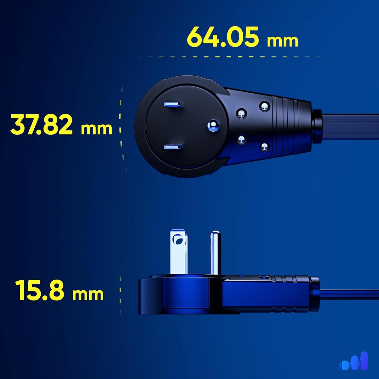 Maximm Cable 30 Ft 360° Rotating Flat Plug Extension Cord, 16/3 AWG Multi 3 Outlet 3-Prong Grounded Wire- Black - UL Certified