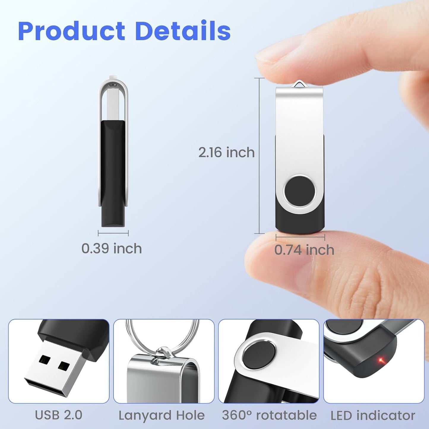 ABLAZE 4GB Flash Drive 10 Pack, USB 2.0 Memory Stick with Lanyards Swivel Thumb Drives Bulk 4GB Pendrive U Disk for Data Storage (Mixcolors)