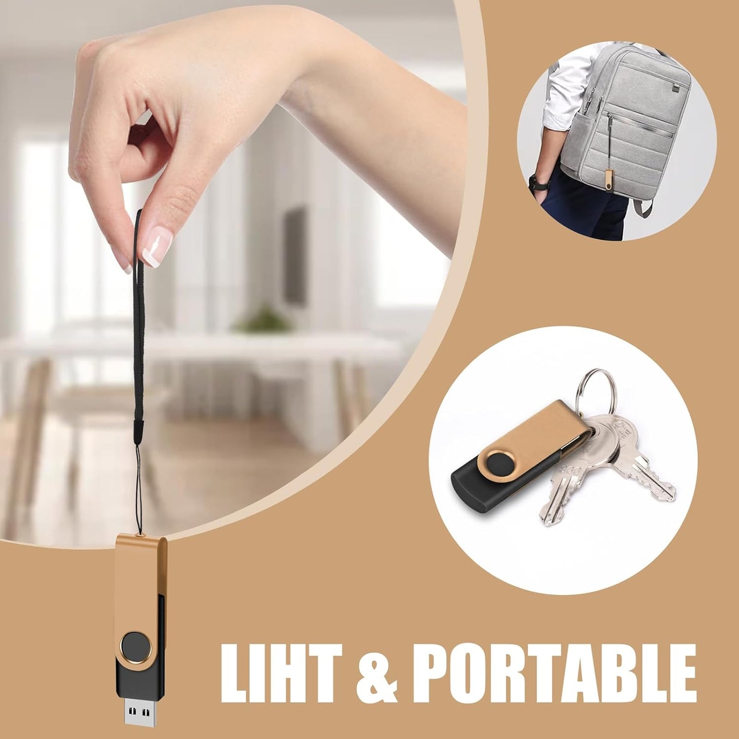 EASTBULL 2GB USB Flash Drive Bulk Thumb Drives 50 Pack with Lanyards USB 2.0 Jump Drive 2 GB Memory Sticks Zip Drive Pen Drive for Storage and Backup Gold 50PCS 2GB