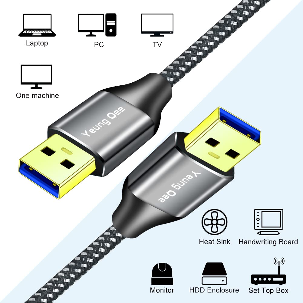 USB 3.0 A to A Male Cable 3 ft,Super Speed Type A Male to Male Cable USB 3.0 Double End USB Cord for Hard Disk, Cameras,Laptop Cooler, DVD Player and More (3FT/1M)