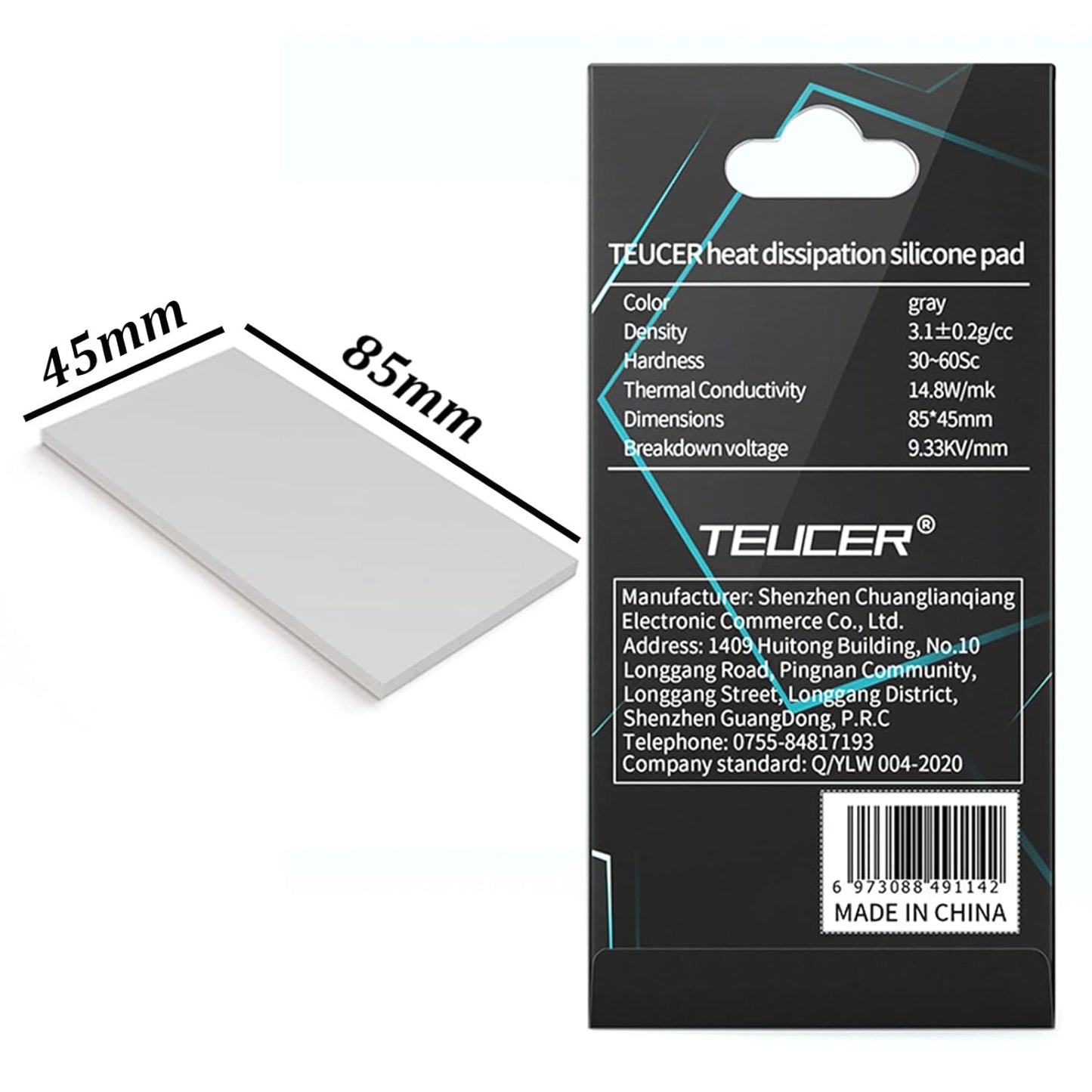 Thermal Pad 14.8 W/mK, 85x45x1mm, Non Conductive Heat Resistance High Temperature Resistance, Silicone Thermal Pads for Laptop Heatsink GPU CPU LED Cooler (1mm)