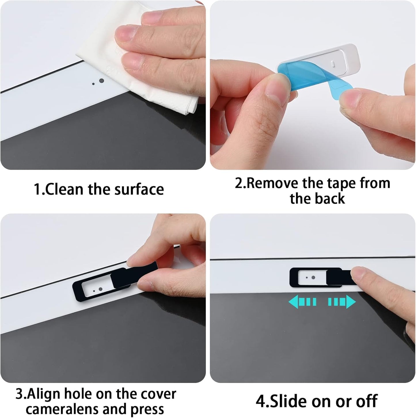 Webcam Cover, 6 Pieces, Laptop Camera Cover, Privacy Shielding Capacity is Twice as Big as The Traditional, Suitable for Computer Mobile Phones, laptops, Tablets and so on (Black 6-Piece Pack)