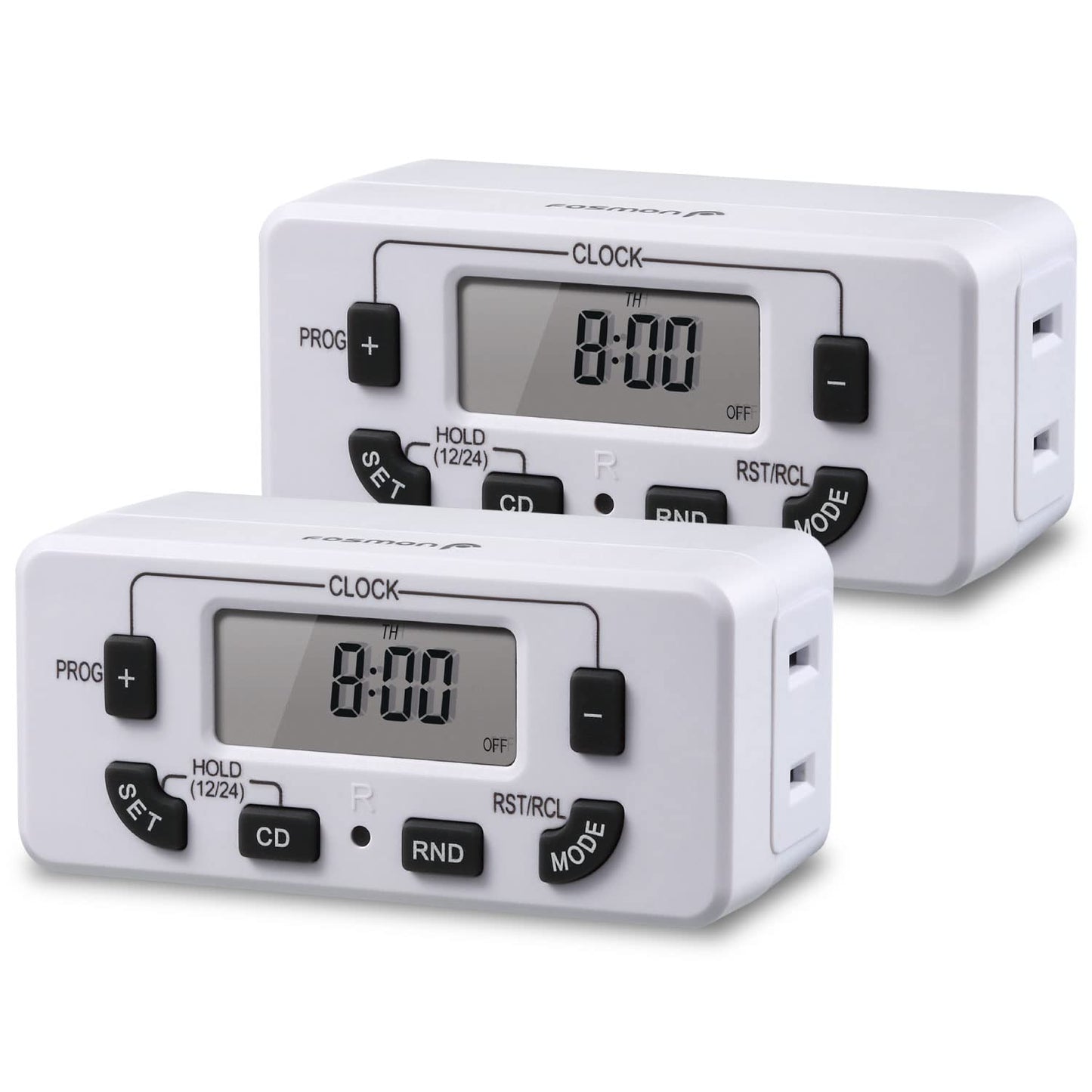 Fosmon 7 Day Digital Timers for Electrical Outlets, Indoor Plug-in Light Timers Switch Programmable, Electric Wall Plug for Grow / Reptile Light, Lamp, Appliance, Aquarium, Fish Tank - 2 Pack
