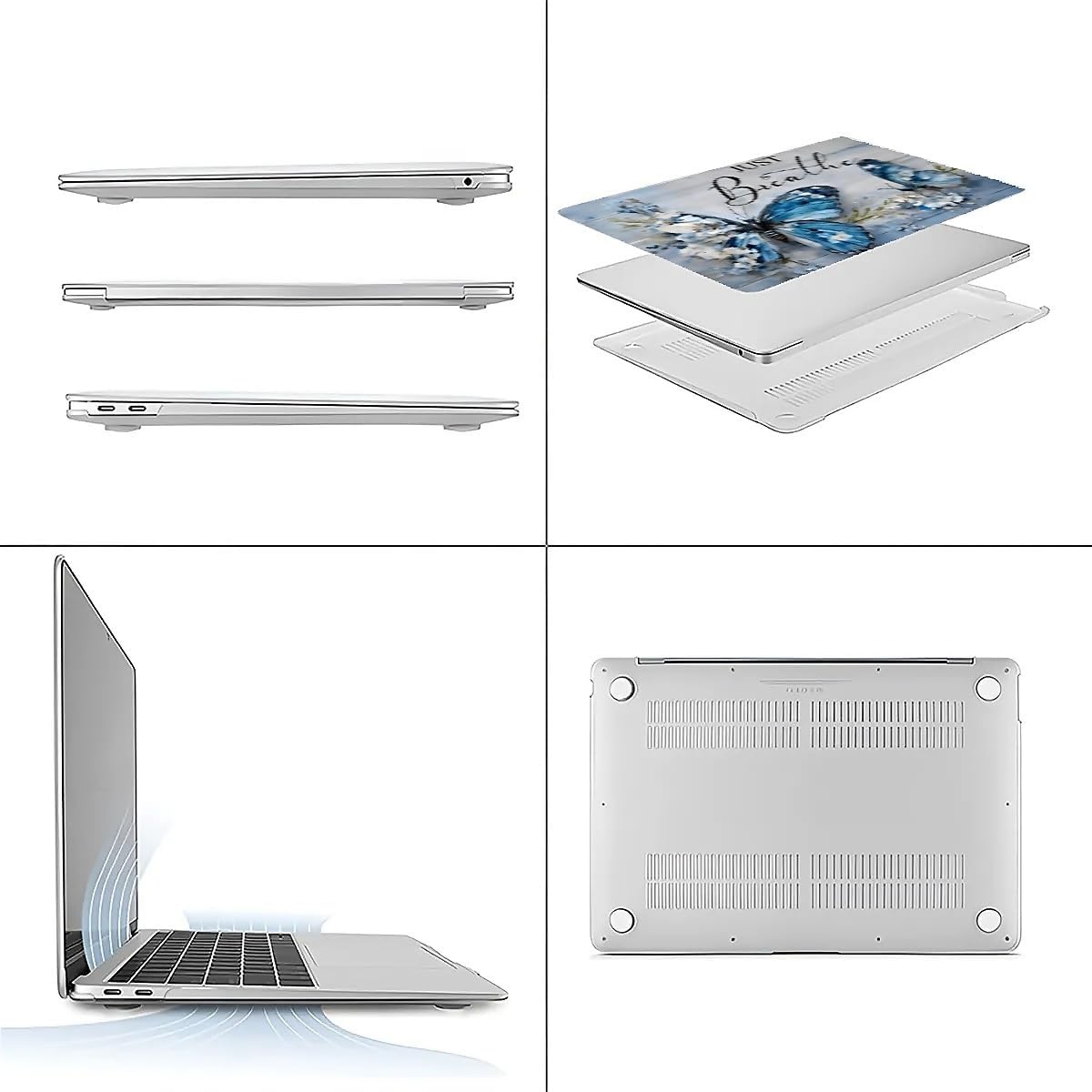 Compatible with MacBook Air 13.3 13.6 Inch Case 2022 2021 2020 2019 Plastic Hard Shell Case Cover,13.6 Air (A2681) M2 2022, Butterfly