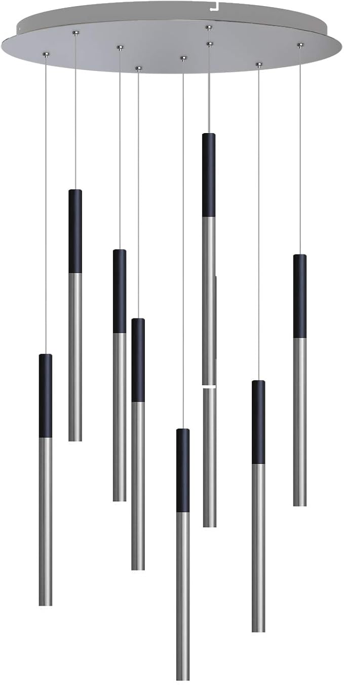 ALTAIR 9 Mini Pendant Lighting Black-Nickel - LED Hanging Light Fixture for Kitchen Island, Bar, Foyer - Cluster Pendants - Dimmable, Adjustable Wire, Lamp Bulb Included