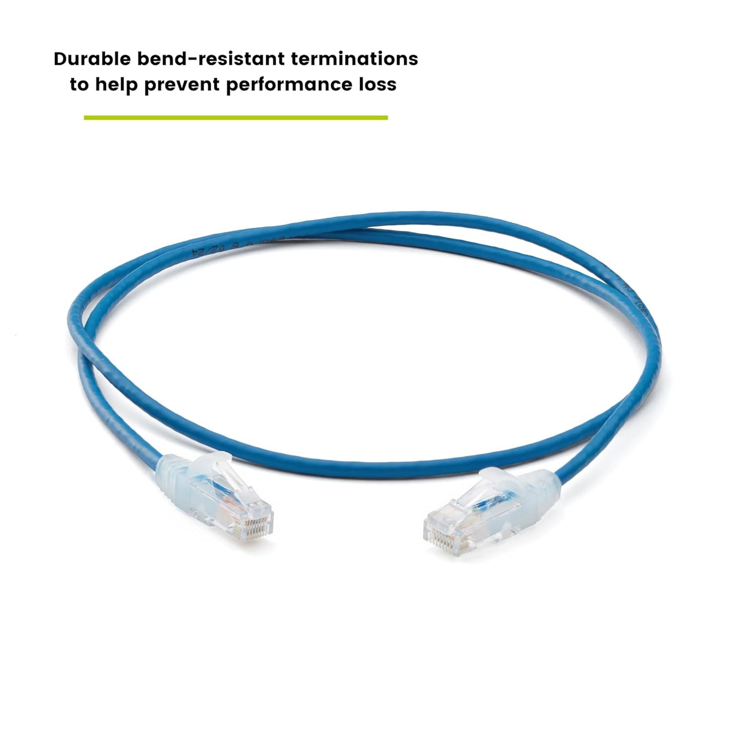 TRUECABLE Cat6 Component Rated Patch Cable, Unshielded (U/UTP), 2ft, Blue, 28AWG Solid Copper, Snagless 10G High-Speed Ethernet Cable, PoE++ 4PPoE 100W, UL Listed, RoHS-3, 1 Pack