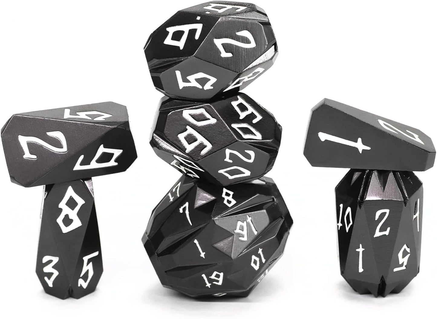 Metal DND Dice Set D and D, Dungeons and Dragons Dice of 7 RPG Dice Set Metal Unique Cool Polyhedral Dice Set with Cardboard Box for Role Playing Games TTRPG Gifts (Black)
