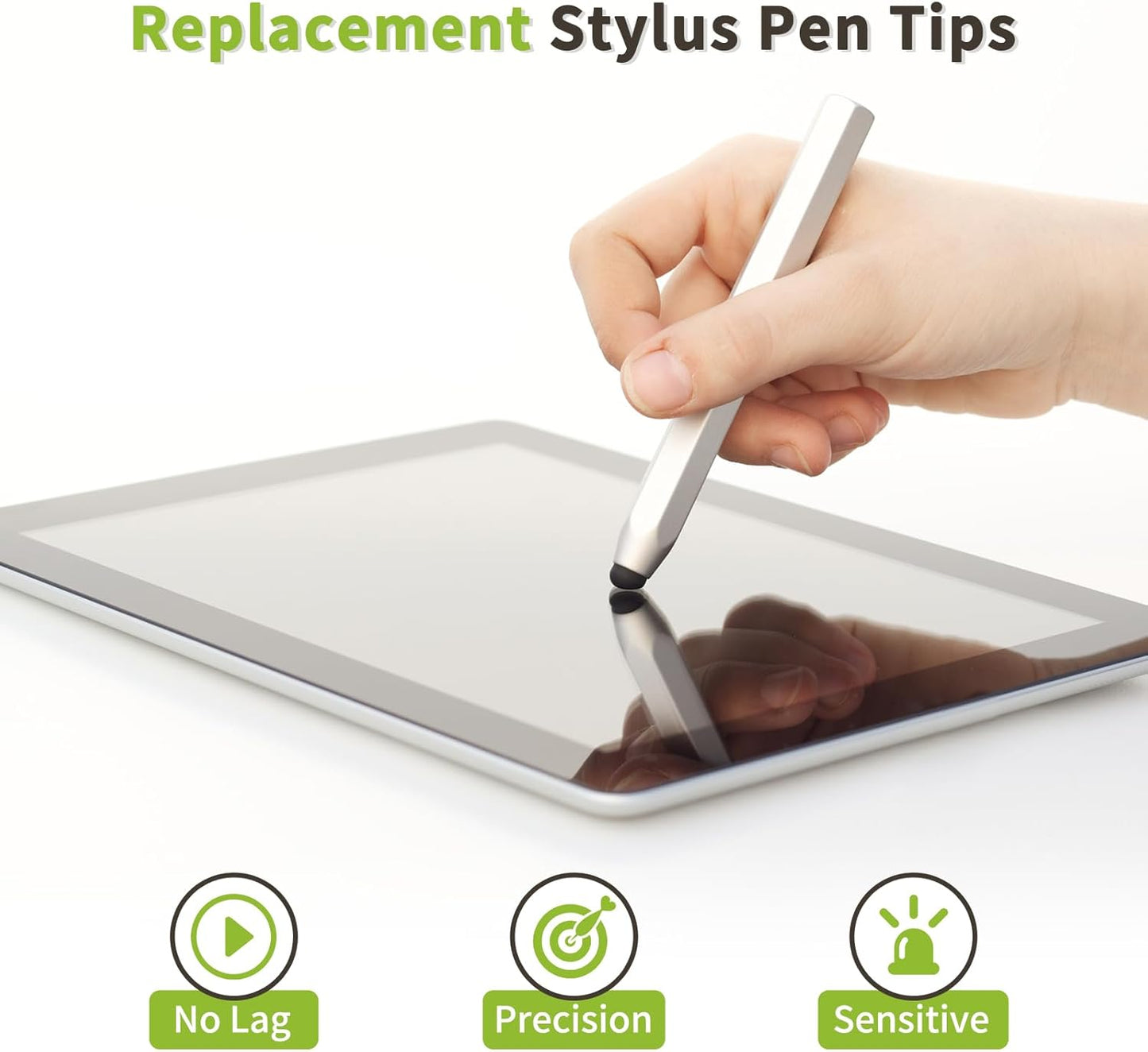 MECCANIXITY 60Pcs Replacement Stylus Pen Tips 7.5mm Conductive Capacitive Touch Screen Pens Tips Silicone Rubber, Black