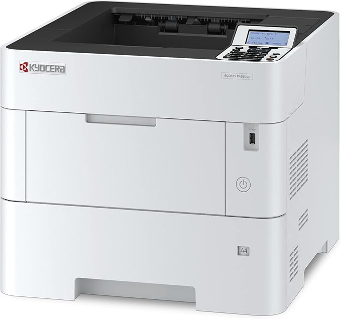 KYOCERA ECOSYS PA5500x Monochrome Laser Printer, 57 ppm, 600 x 600 dpi and Up to Fine 1200 dpi, 600 Sheet Tray, 100 Sheet MPT, Duplex, 5 Line LCD w/Hard Key Panel, Gigabit Ethernet, USB, 512 MB