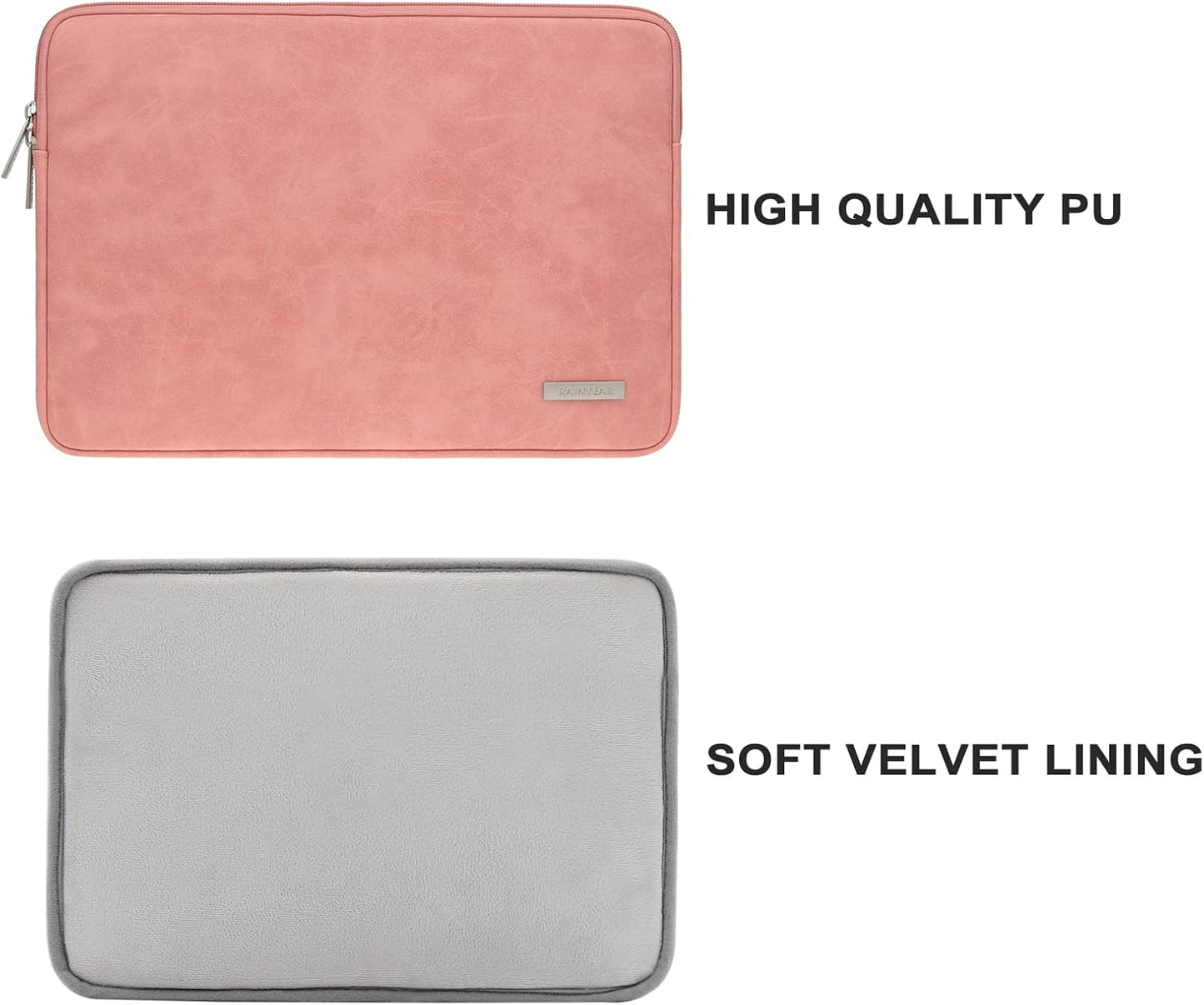 RAINYEAR 11 Inch Laptop Sleeve PU Suede Leather Case Protective Padded Cover Water Resistant Carrying Bag Compatible with 11.6 MacBook Air Surface Pro for 11 Notebook Computer Tablet Chromebook(Coral)