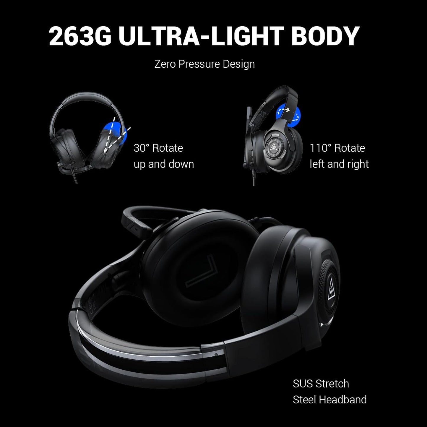 EKSA Headset with Microphone for PC, Computer Headphones with Noise Cancelling Microphone, Over-Ear All Day Comfortable, Immersive Sound 3.5mm Wired Gaming Headset for Laptop/Xbox/Switch/PS4/PS5