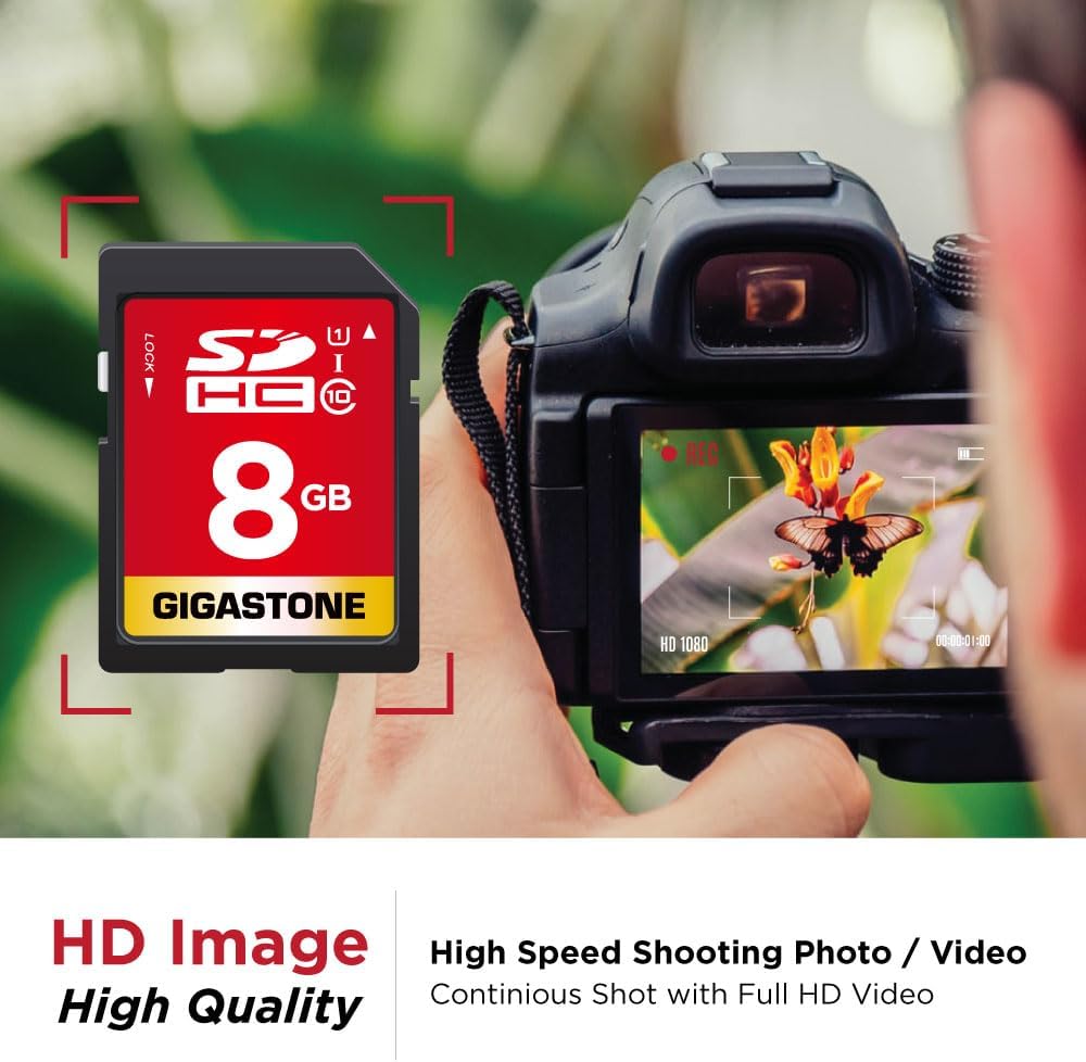 Gigastone 8GB SDHC Memory Card, Pack of 2, High Speed for Reserving Photos, Videos, Music, Voice Files, Camcorder, Camera, Recorder, PC, Mac, Class 10