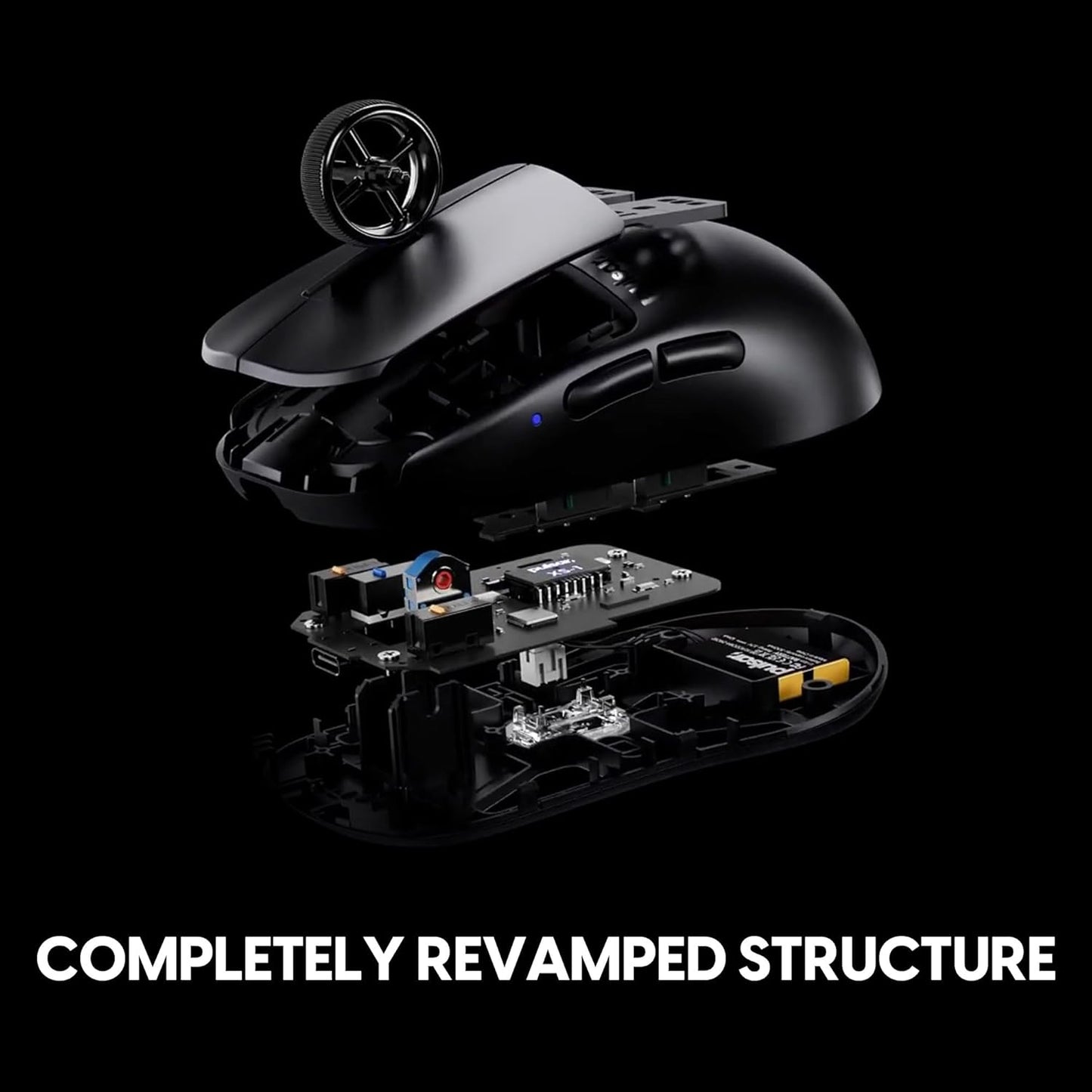 Pulsar Gaming Gears X2H v3 Wireless Gaming Mouse, Ultra Lightweight 1.87 oz (53g), Symmetrical, Optical Switch, 32000 DPI, 750 IPS, XS-1 Sensor, 8k Compatible (Mini, Black)