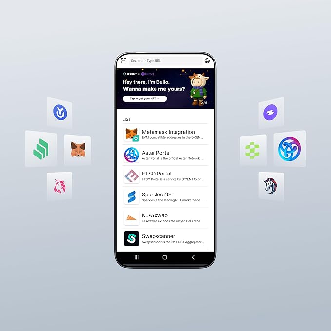 D'CENT Hardware Wallet – Biometric Cold Wallet for Crypto with Fingerprint Authentication | Secure Bluetooth Storage for Bitcoin, Ethereum, XRP, XDC, Solana, Stablecoins & More. (Double unit)