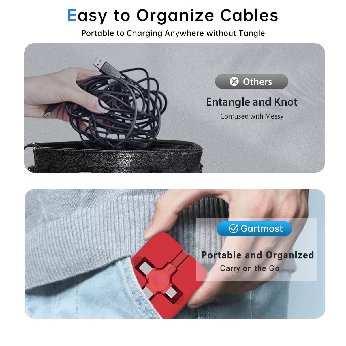 4 Pcs 3 in 1 Retractable Multi Chargers Cable (3.28FT) with USB C/Micro USB/IP and Phone Stand, Festivals and Birthday Gift for Your Family and Friends, Compatible with iPhone/Android/Tablet