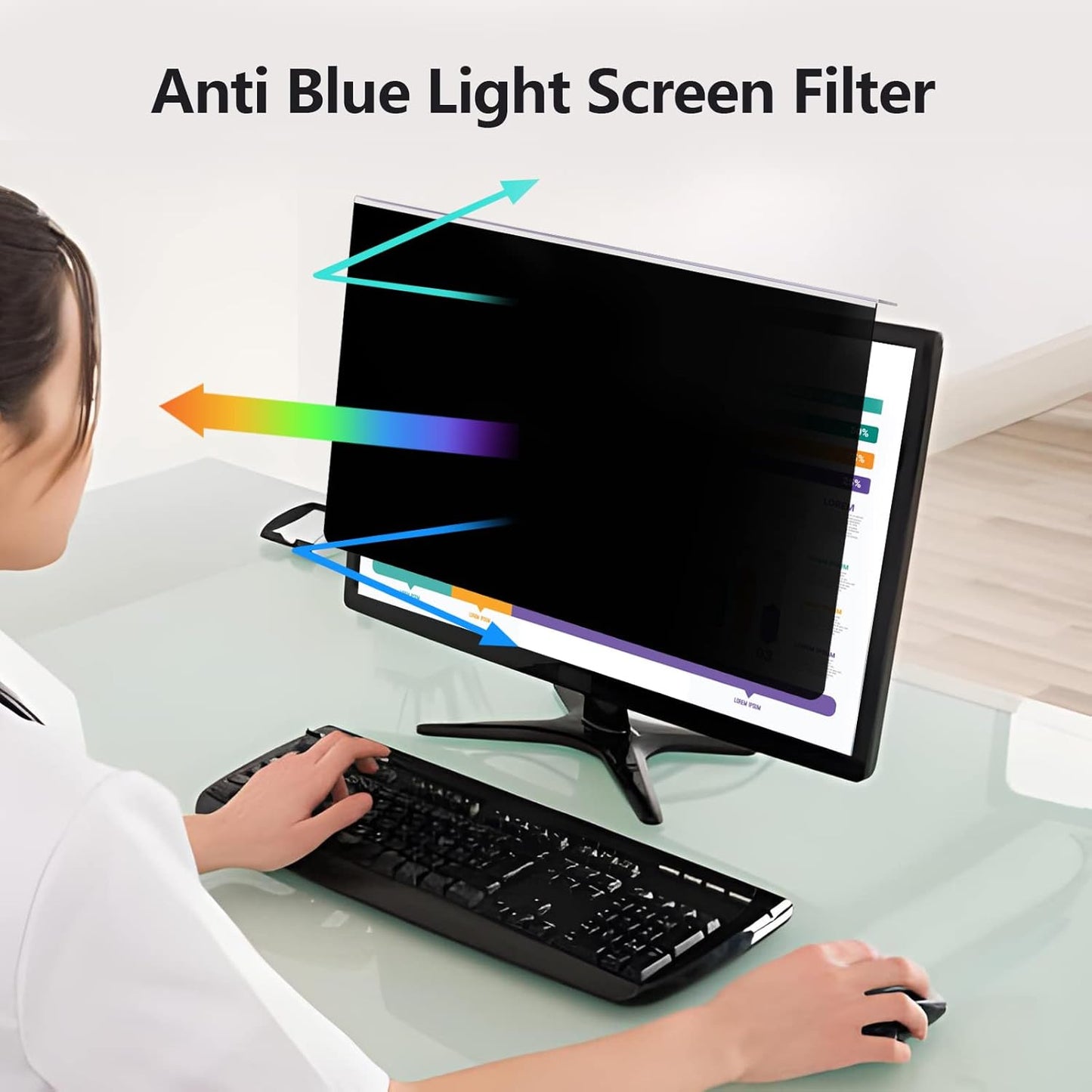 Computer Privacy Screen Protector for 27 Inches Monitor Anti Blue Light 16:9 Widescreen Filter Hanging Type Anti Scratch Easy Installation Shield for Desktop Computer