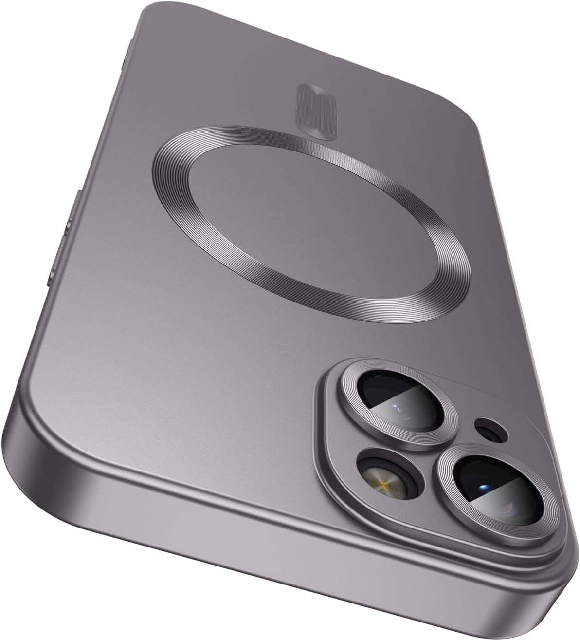 Magnetic for iPhone 13 Case [Compatible with MagSafe][Built-in Camera Lens Protector] Slim Soft Silicone Bumper Shockproof Metallic Luster Phone Case (Gray)